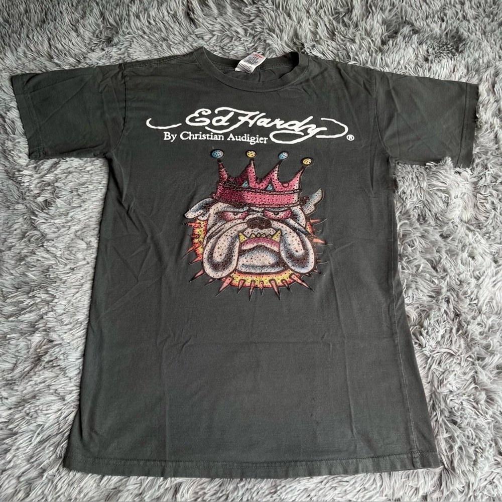 Ed Hardy Tshirt Womens Small Christian Audigier Graphic Short Sleeve Grey